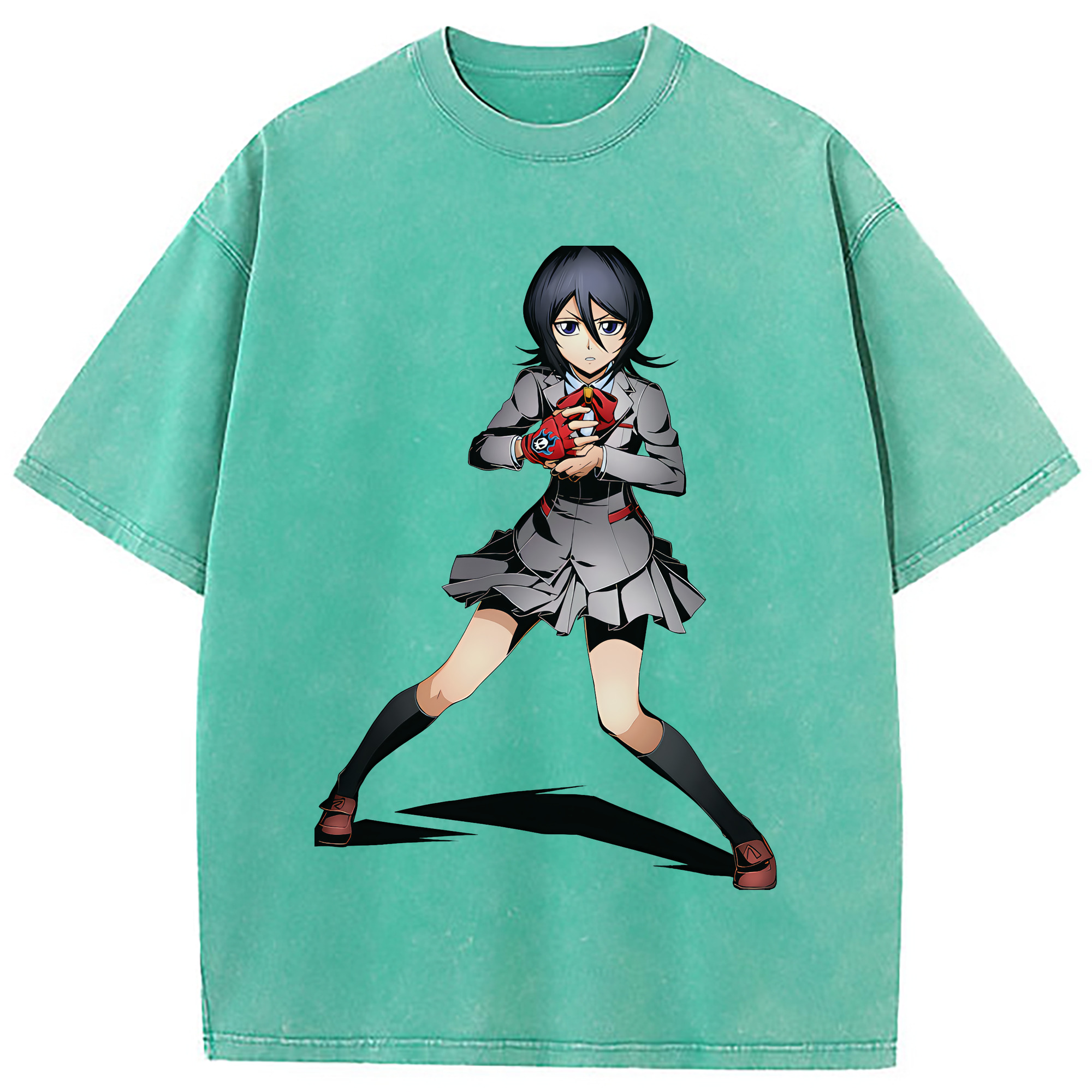 （画像用） ブリーチ 朽木ルキア BLEACH Kuchiki Rukia 綿100% ヴィンテージ風 半袖Tシャツ（フロントプリント）